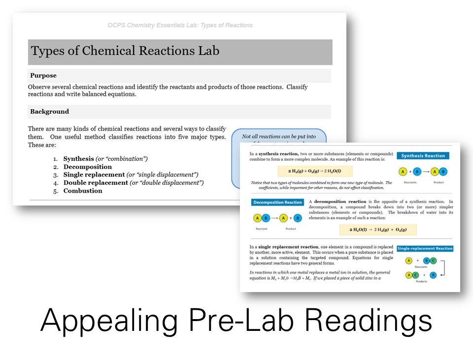 Pre-Lab readings with appealing structure, quality content, and visual aids